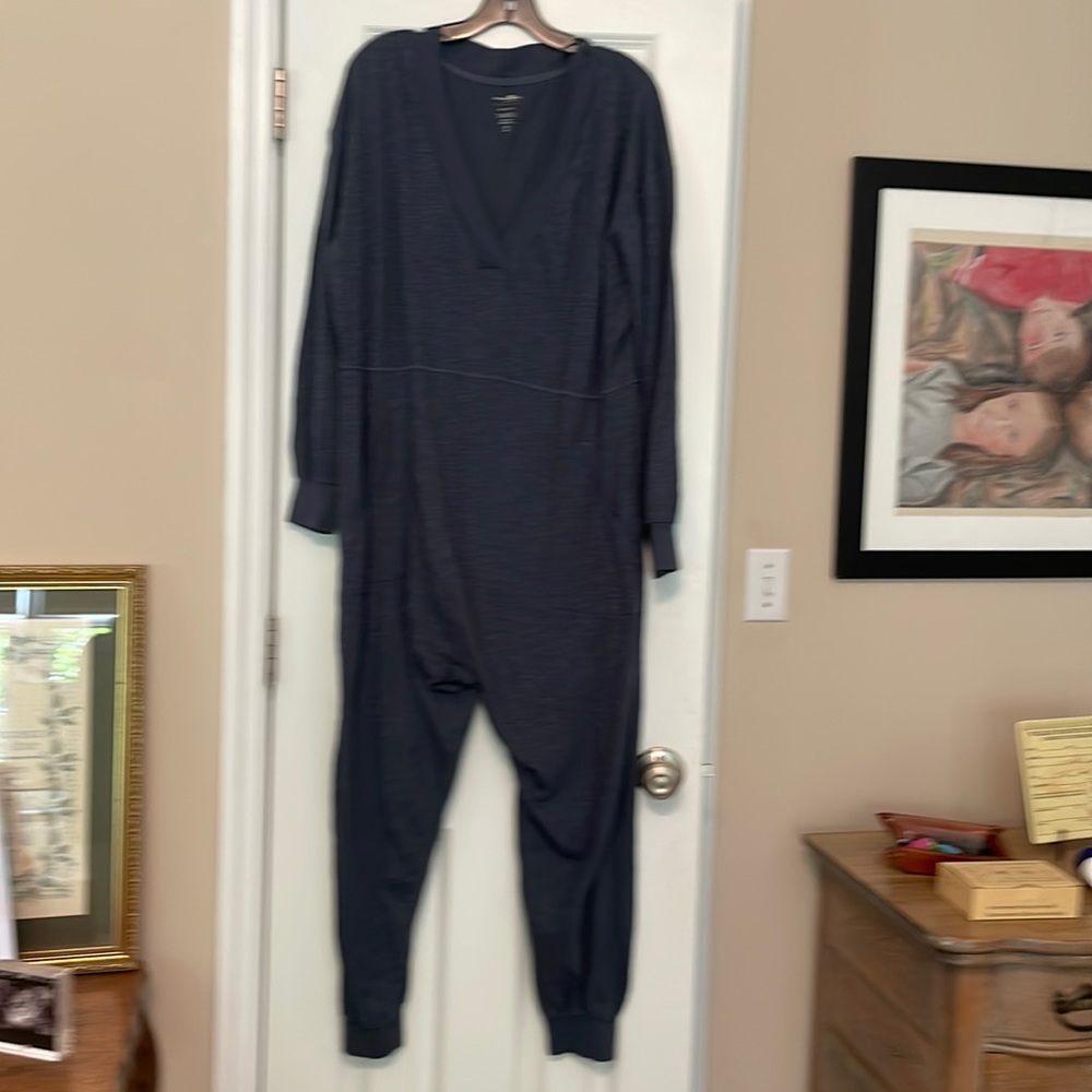NATURAL LIFE Slate Blue V-Neck Jumpsuit - Picture 7 of 8